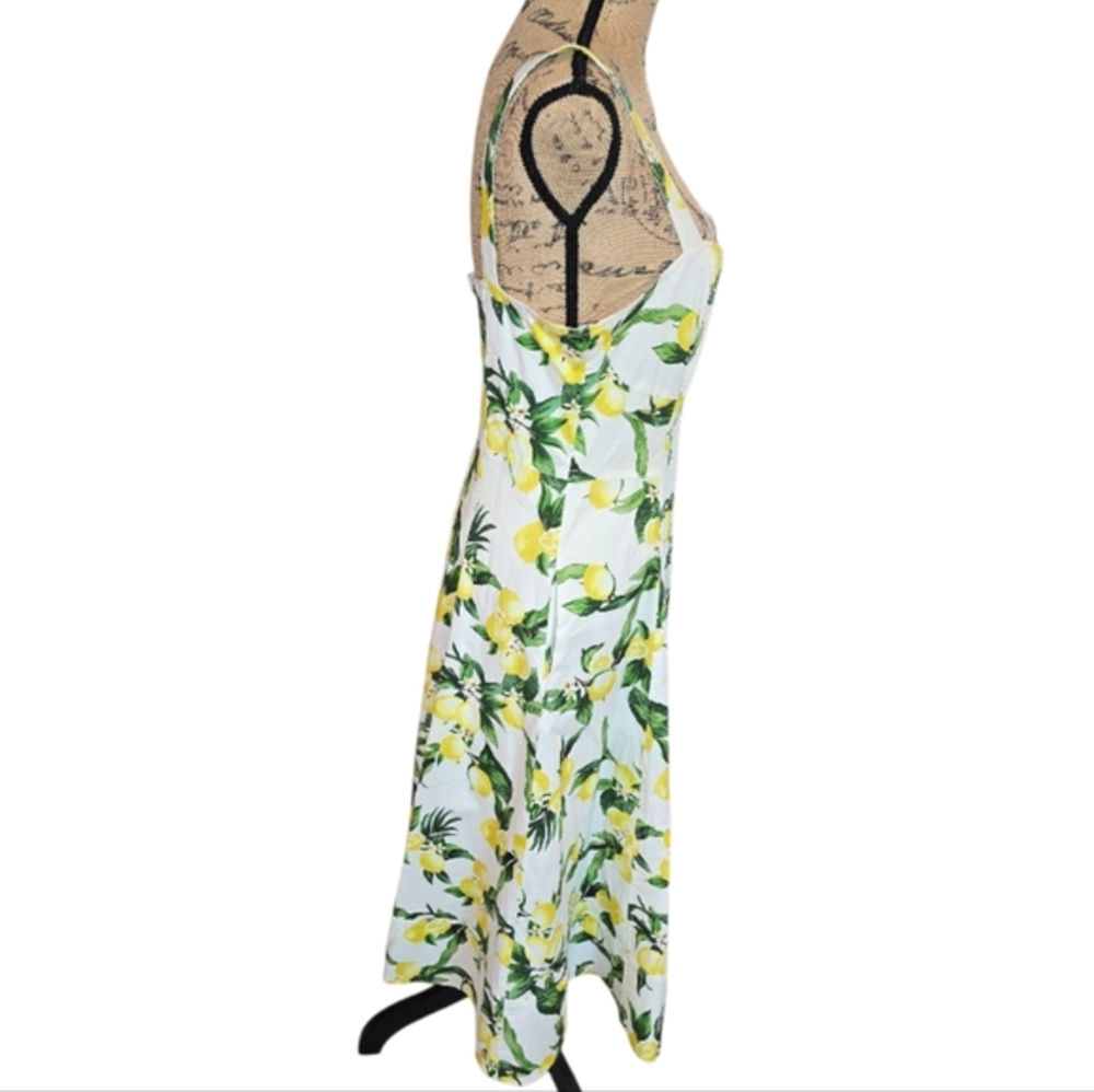 Avec Les Filles Lemon Fit N Flare Skater Rockabilly Midi Dress Size 10 New - Picture 5 of 16